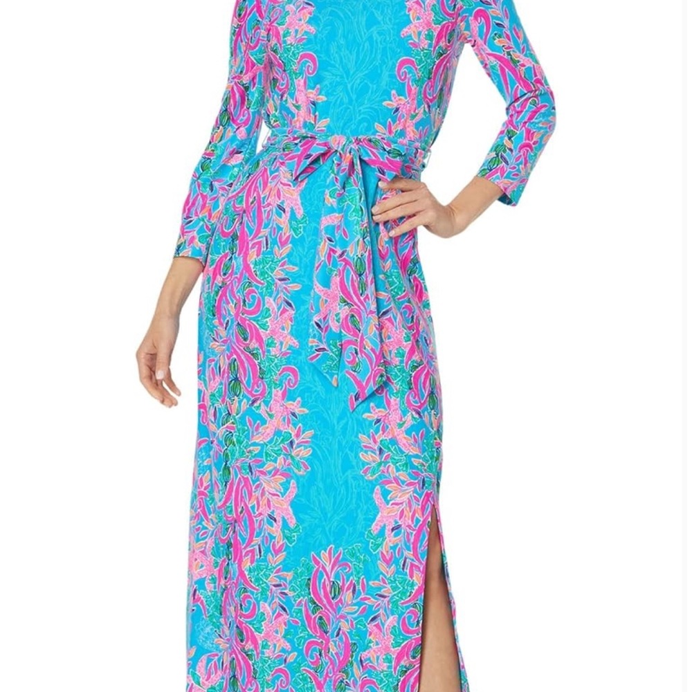 Lilly Pulitzer Blue and Pink Maxi Dress